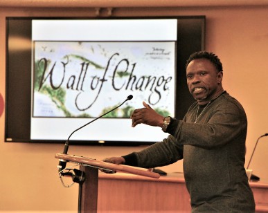 Former probationer Alfred Carr talks during last year's Wall of Change event about turning his life around.
