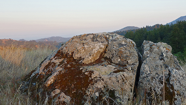 Red serpentine rock