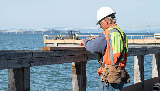 Construction worker on the pier