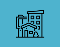 icon of different housing types (house, apartment)